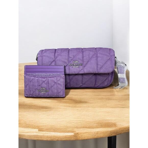 NWT Coach CBI88 Hailey Quilted Flap Bag & CBR13 Slim ID Card Case - Picture 4 of 10